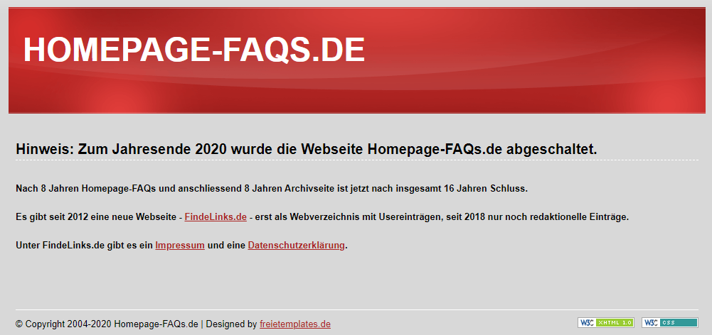 Homepage-FAQs.de